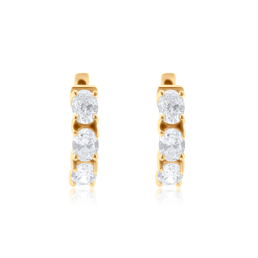 Triple Oval Diamond Huggies – Bell Designs