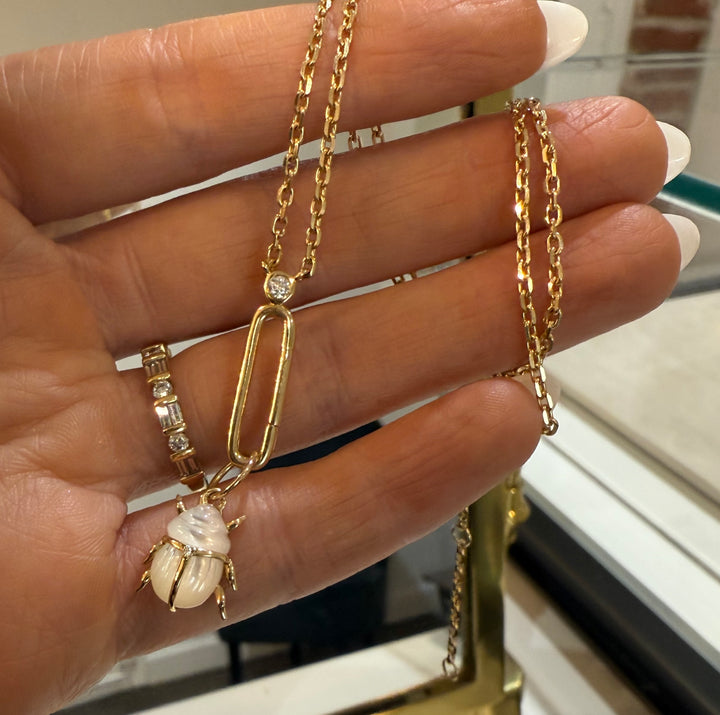 Oblong Diamond Bezel Charm Connector Necklace