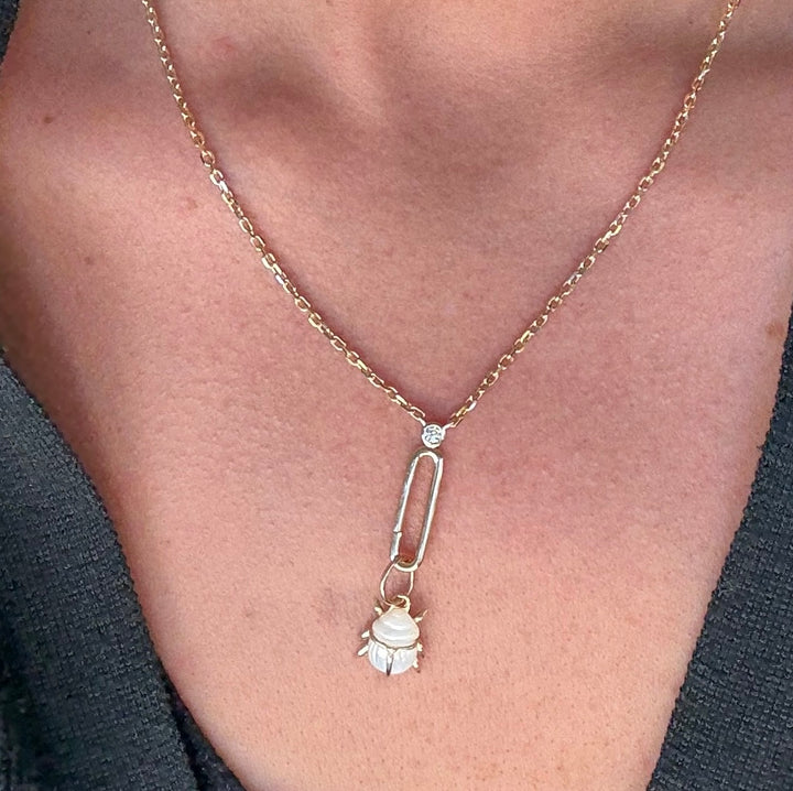 Oblong Diamond Bezel Charm Connector Necklace