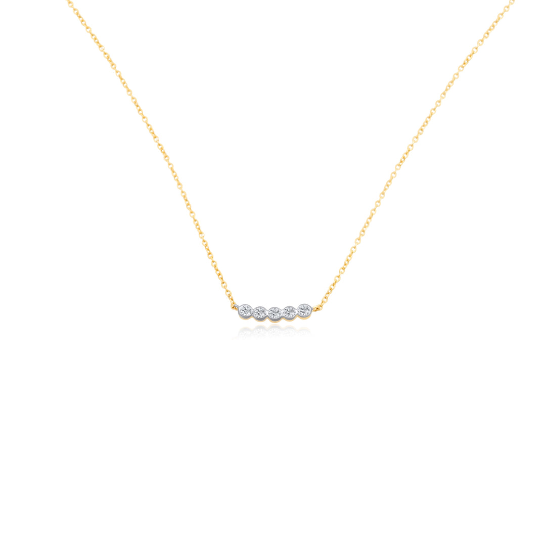 Five Diamond Bezel Bar Necklace