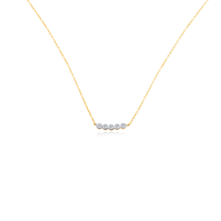 Five Diamond Bezel Bar Necklace