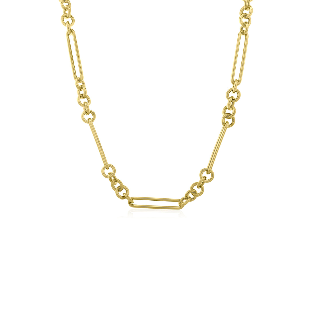 Alternating Round Oblong Chain Necklace
