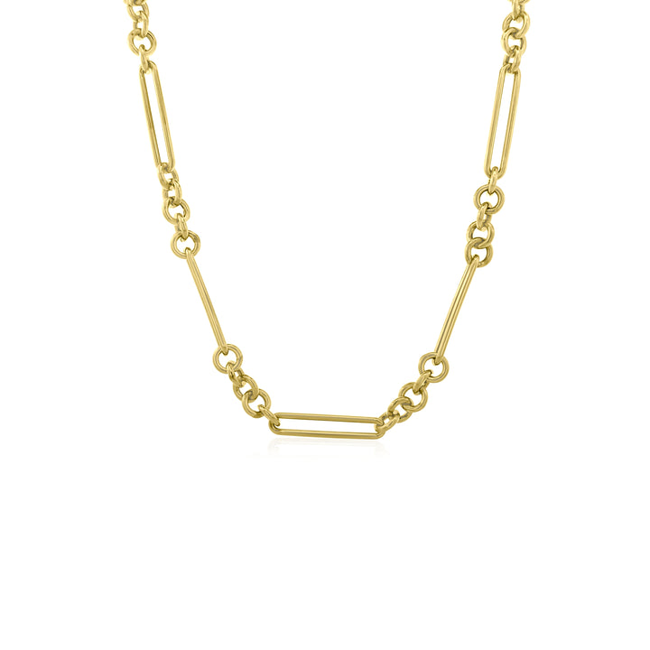Alternating Round Oblong Chain Necklace