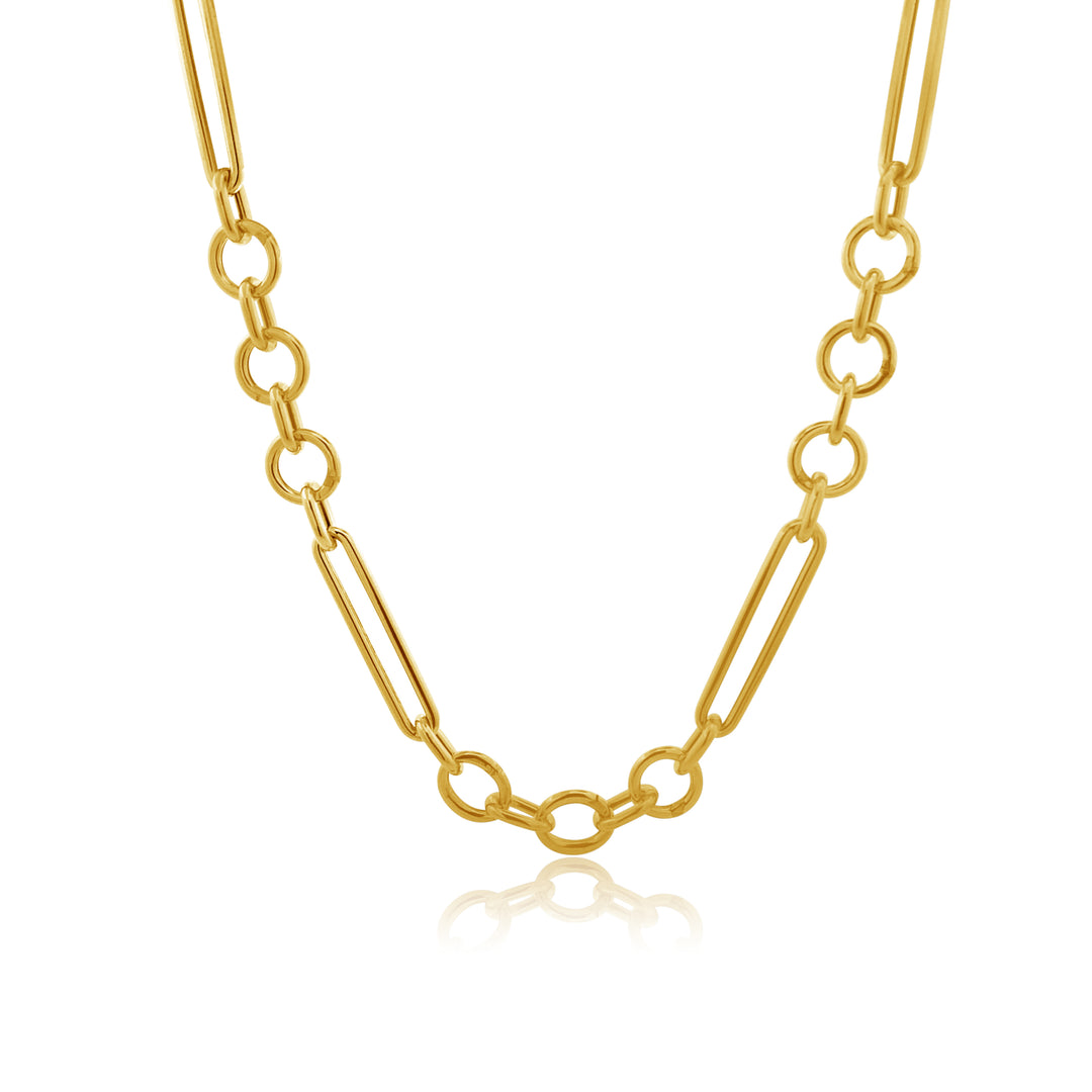 Alternating Round Oblong Chain Necklace