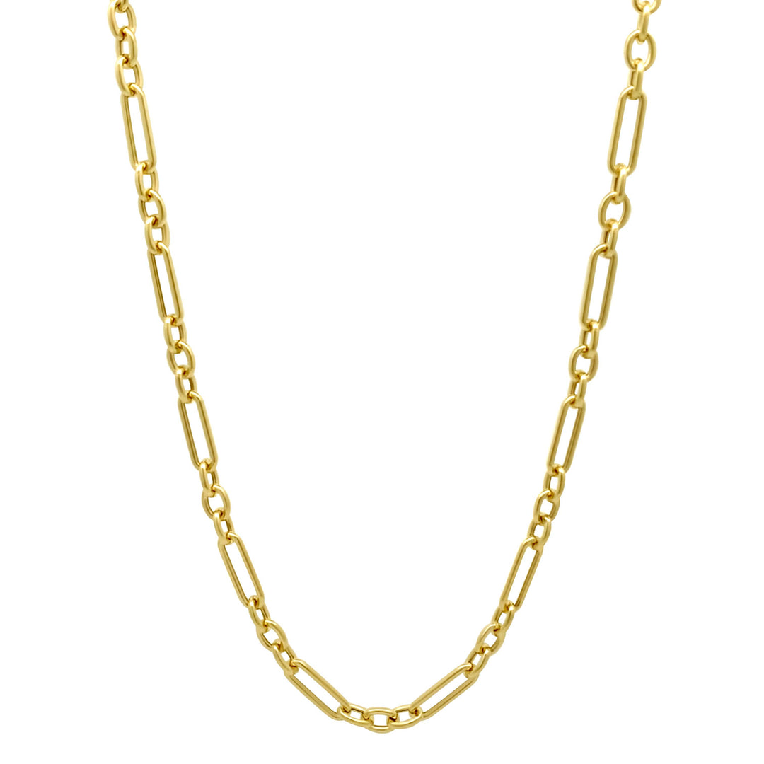 Alternating Triple Round Oblong Chain Necklace