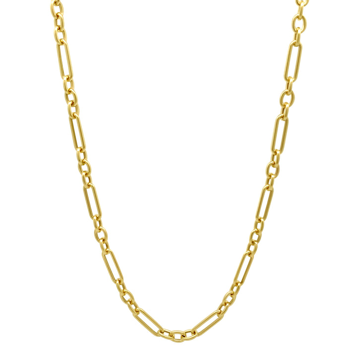 Alternating Triple Round Oblong Chain Necklace