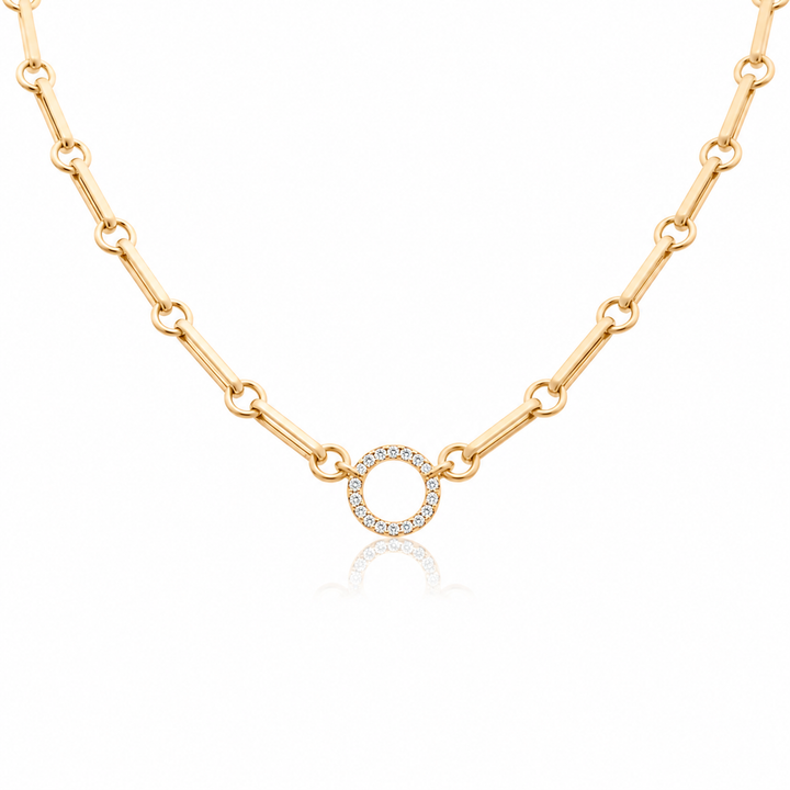 Alternating Round Paperclip Chain with Charm Connector