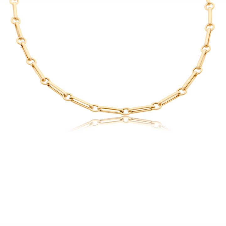 Alternating Round Paperclip Chain Necklace