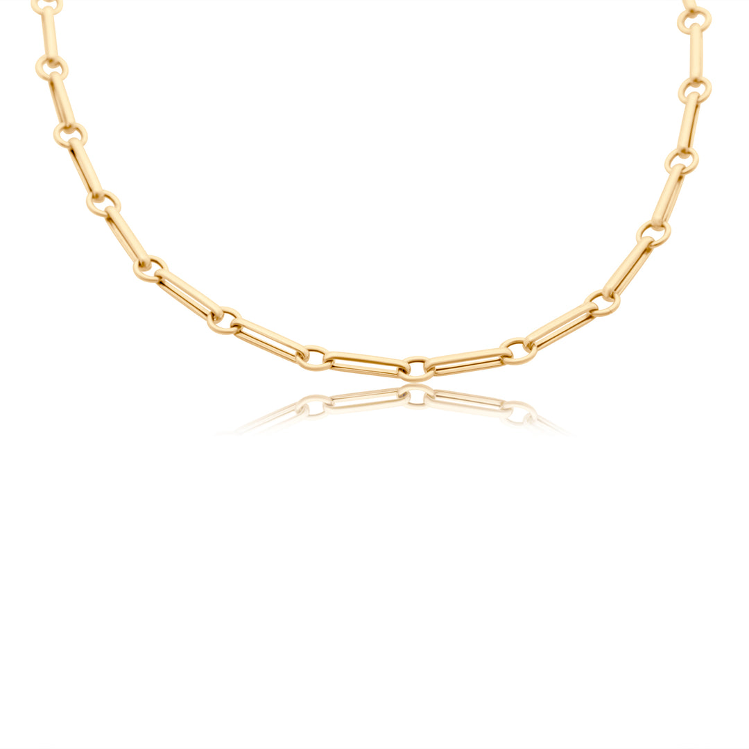 Alternating Round Paperclip Chain with Charm Connector