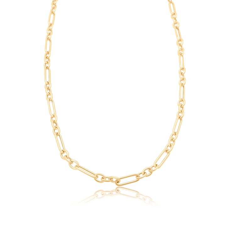 Alternating Triple Round Oblong Chain Necklace