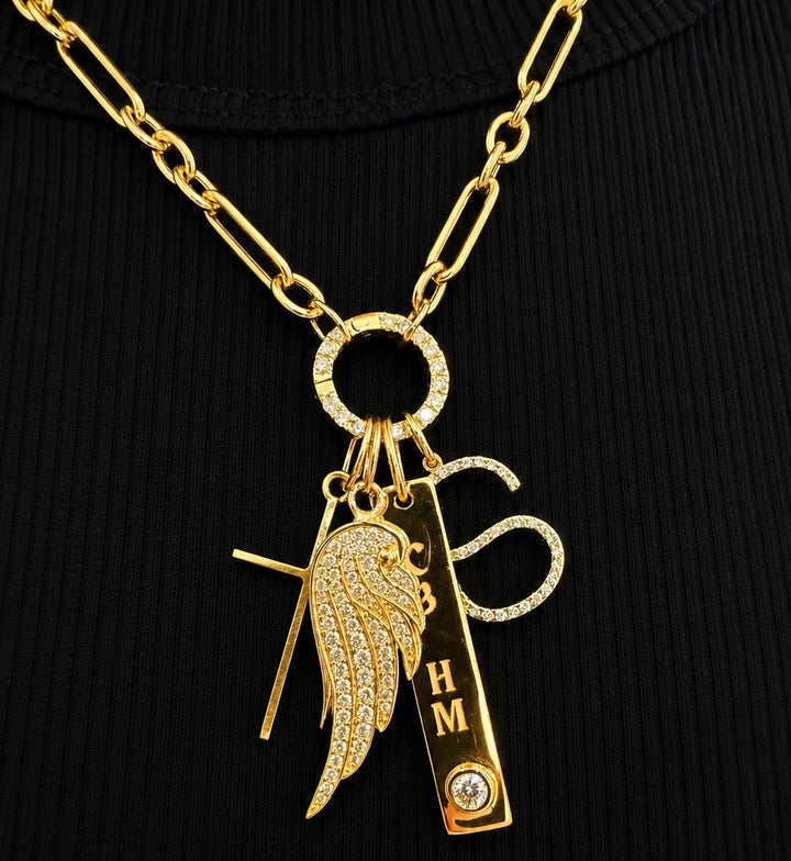 Alternating Triple Round Oblong Chain Necklace