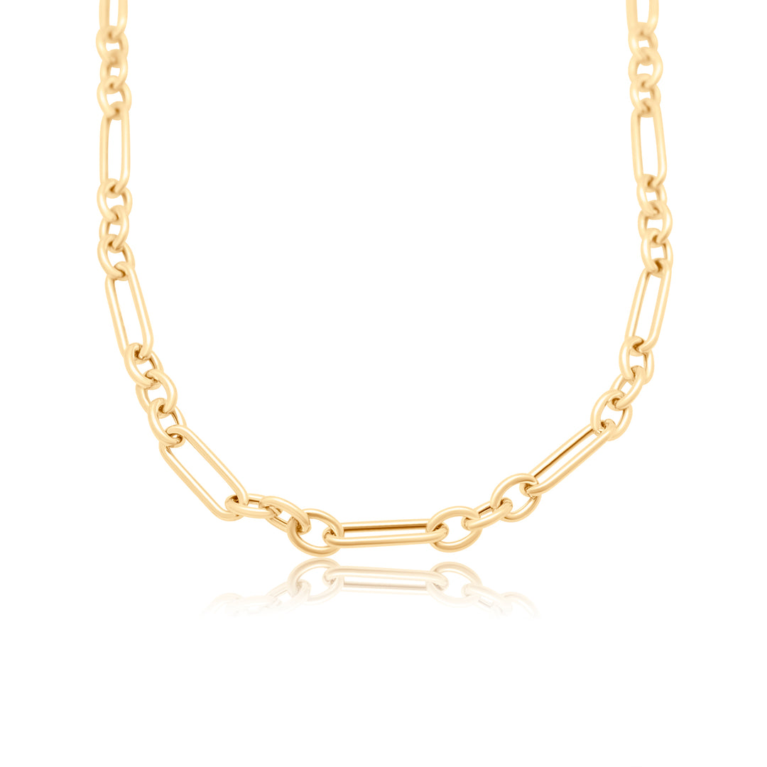 Alternating Triple Round Oblong Chain Necklace
