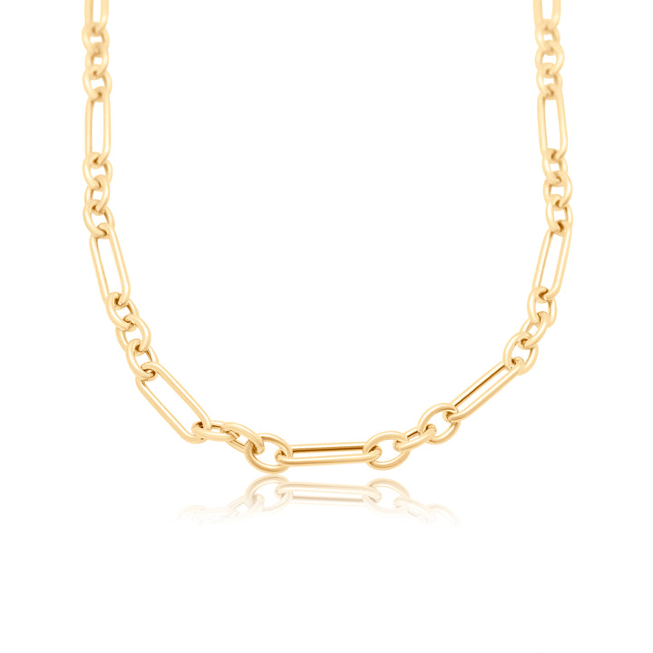 Alternating Triple Round Oblong Chain Necklace