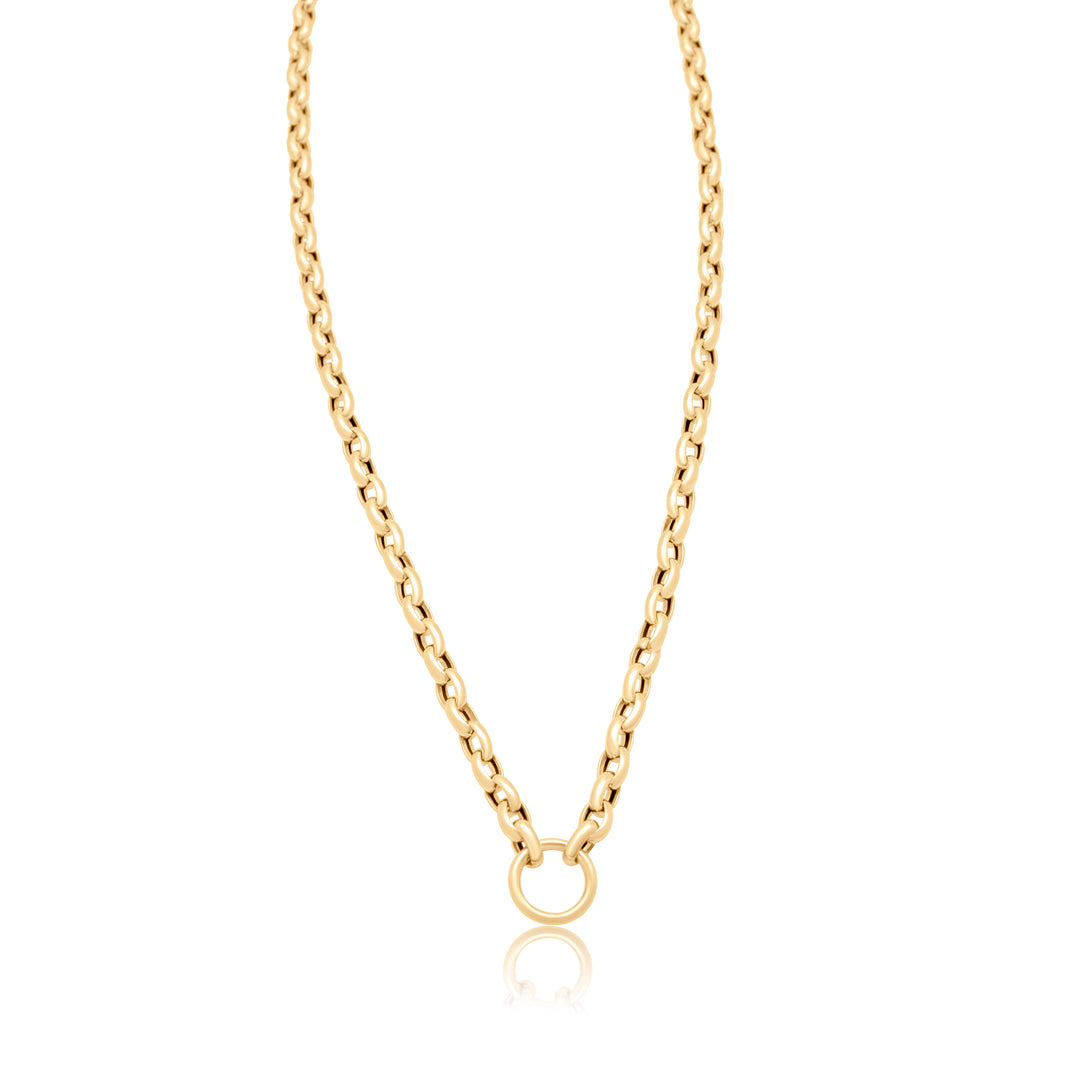 Oval Cable Chain Necklace with Charm Connector