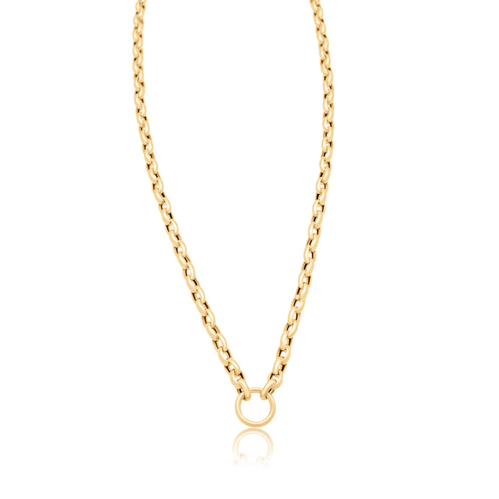 Oval Cable Chain Necklace with Charm Connector