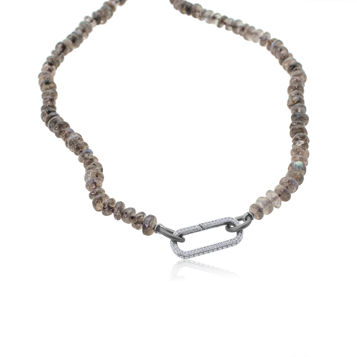 Labradorite Chunky Gemstone Necklace with Diamond Clasp