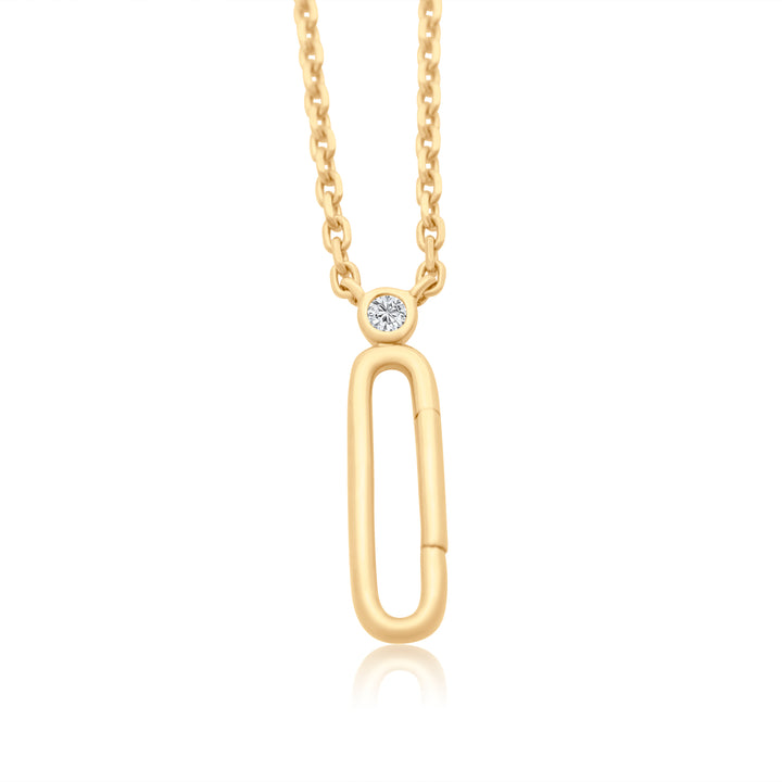 Oblong Diamond Bezel Charm Connector Necklace