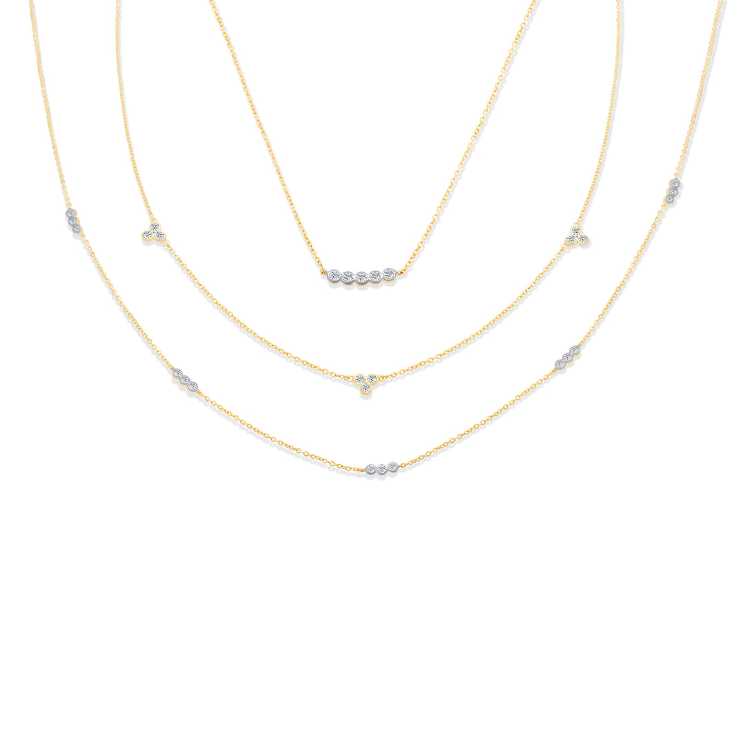 Five Diamond Bezel Bar Necklace