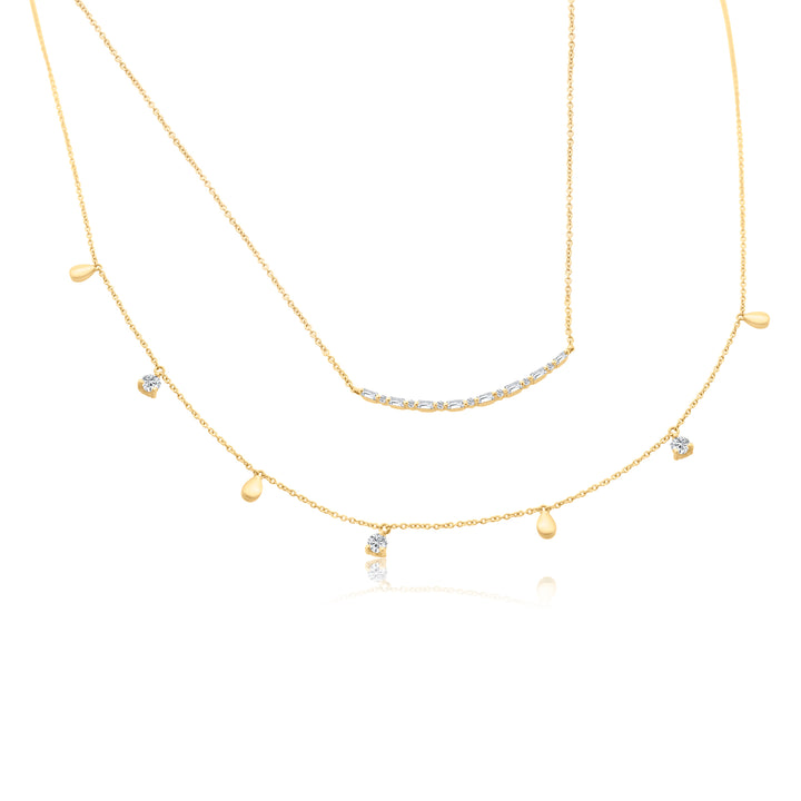 Curved Diamond Baguette Bar Necklace