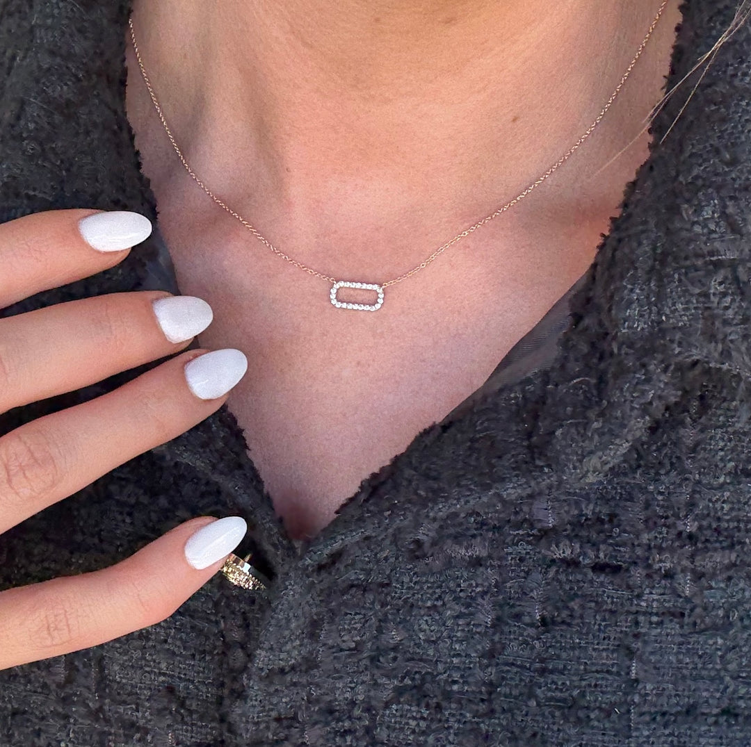 East West Diamond Oval Necklace