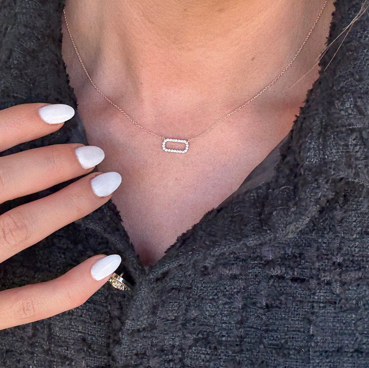 East West Diamond Oval Necklace