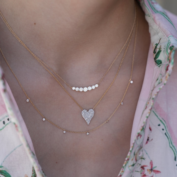 Elongated Diamond Heart Necklace