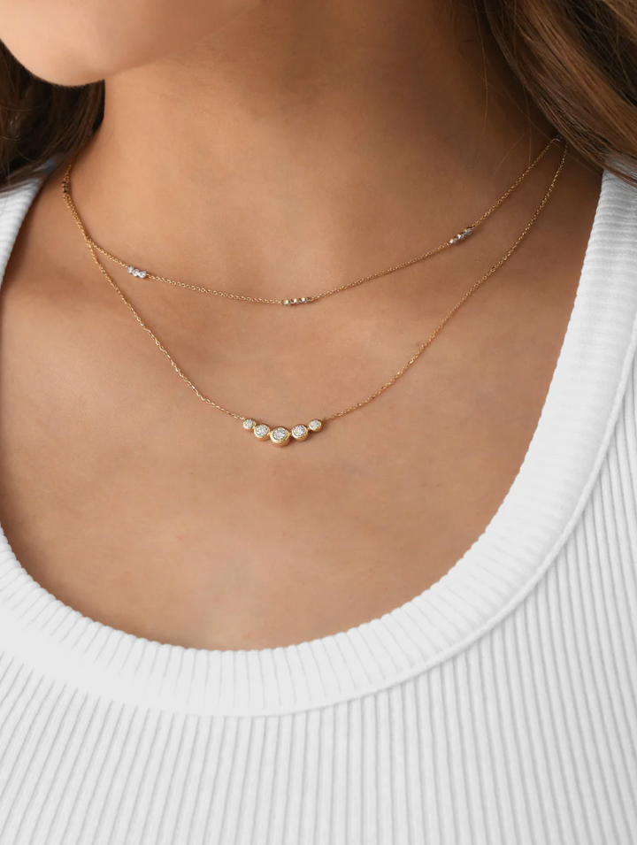 Five Graduated Bezel Diamond Necklace