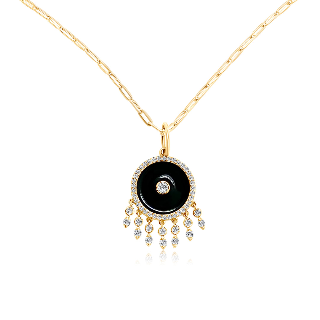 Diamond Fringe Black Enamel Charm