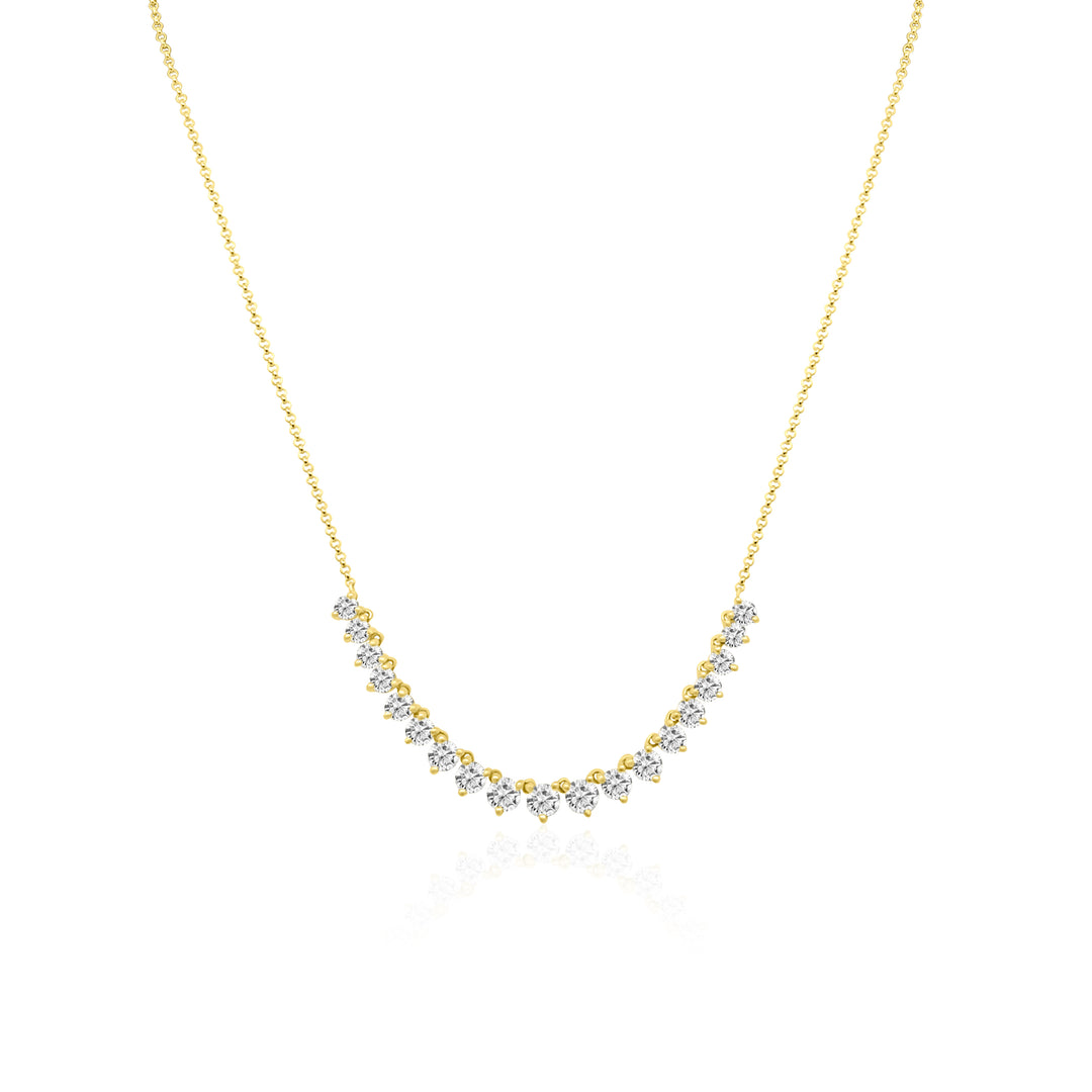 Three Prong Graduated Half Diamond Tennis Necklace