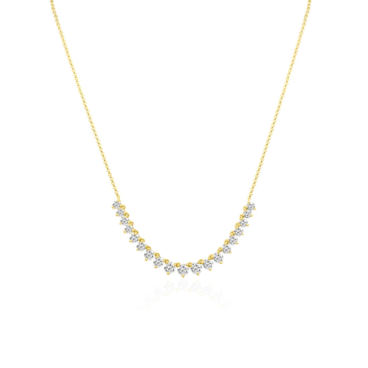 Three Prong Graduated Half Diamond Tennis Necklace