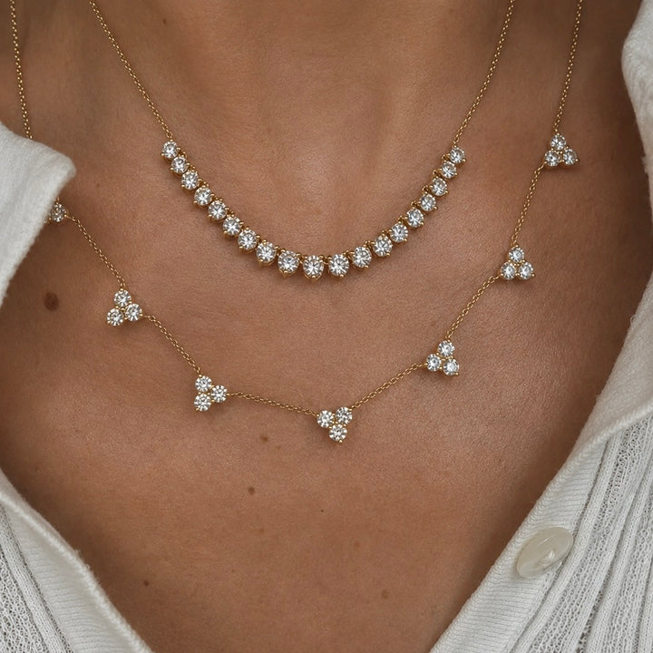 Graduated Partial Diamond Tennis Necklace