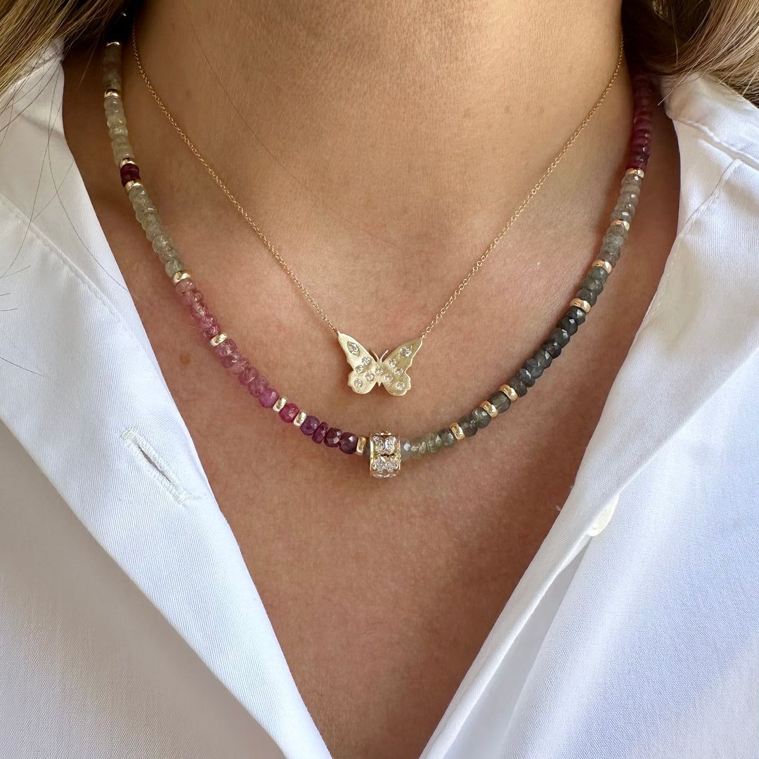 Diamond Inlay Butterfly Necklace