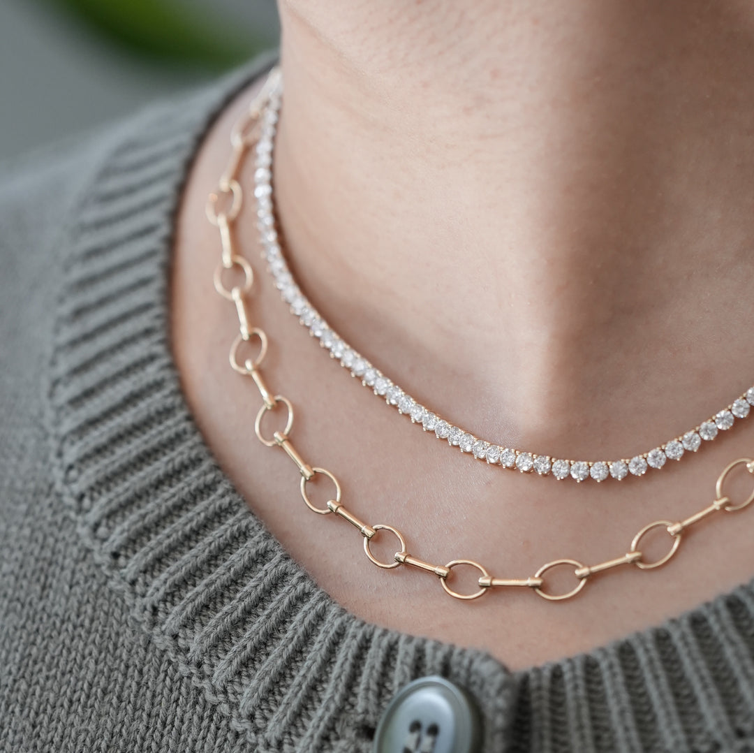 Three Prong Diamond Tennis Necklace