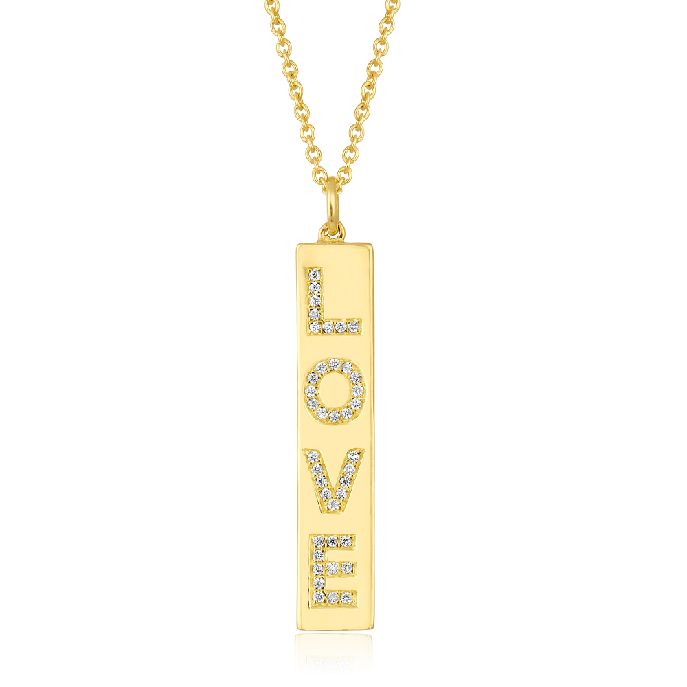 Vertical Diamond Love Tag Necklace