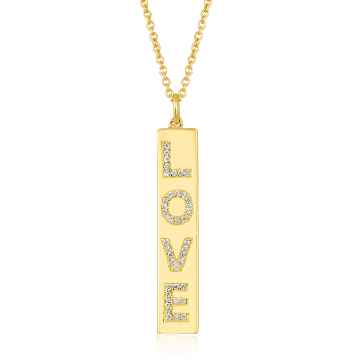 Vertical Diamond Love Tag Necklace