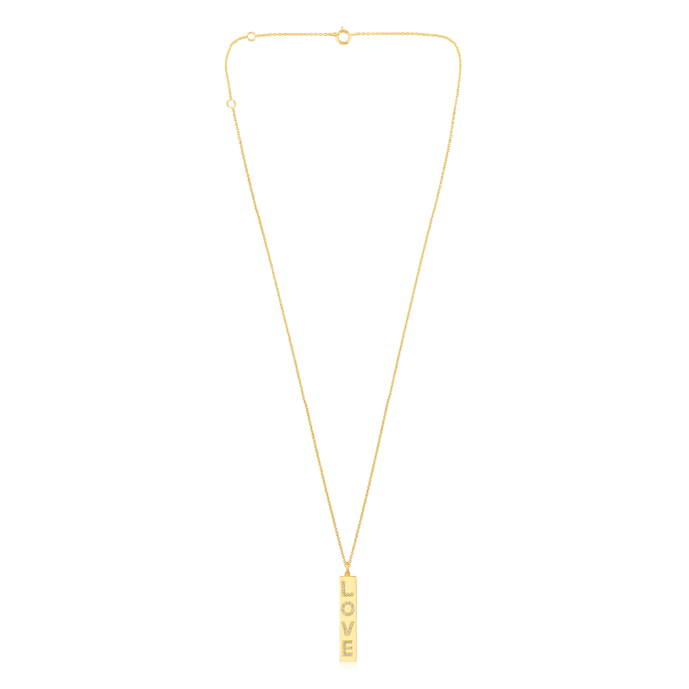 Vertical Diamond Love Tag Necklace