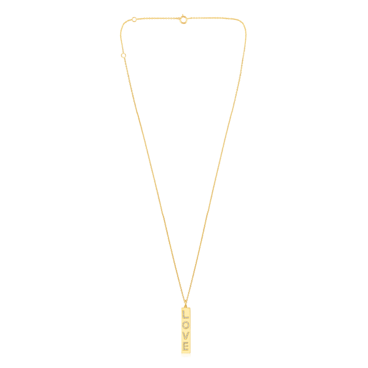 Vertical Diamond Love Tag Necklace