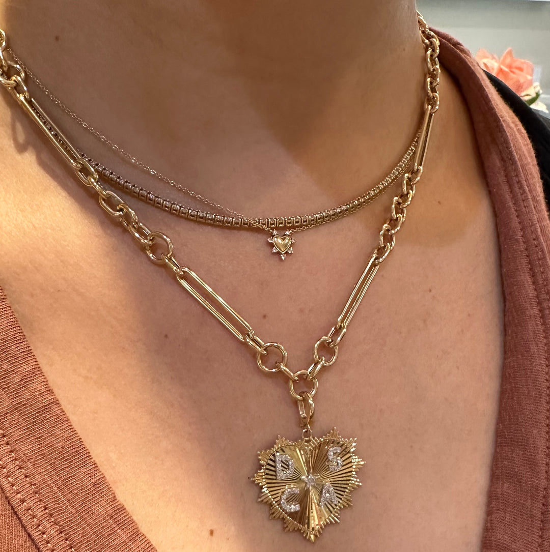 Mini Diamond Studded Heart Necklace