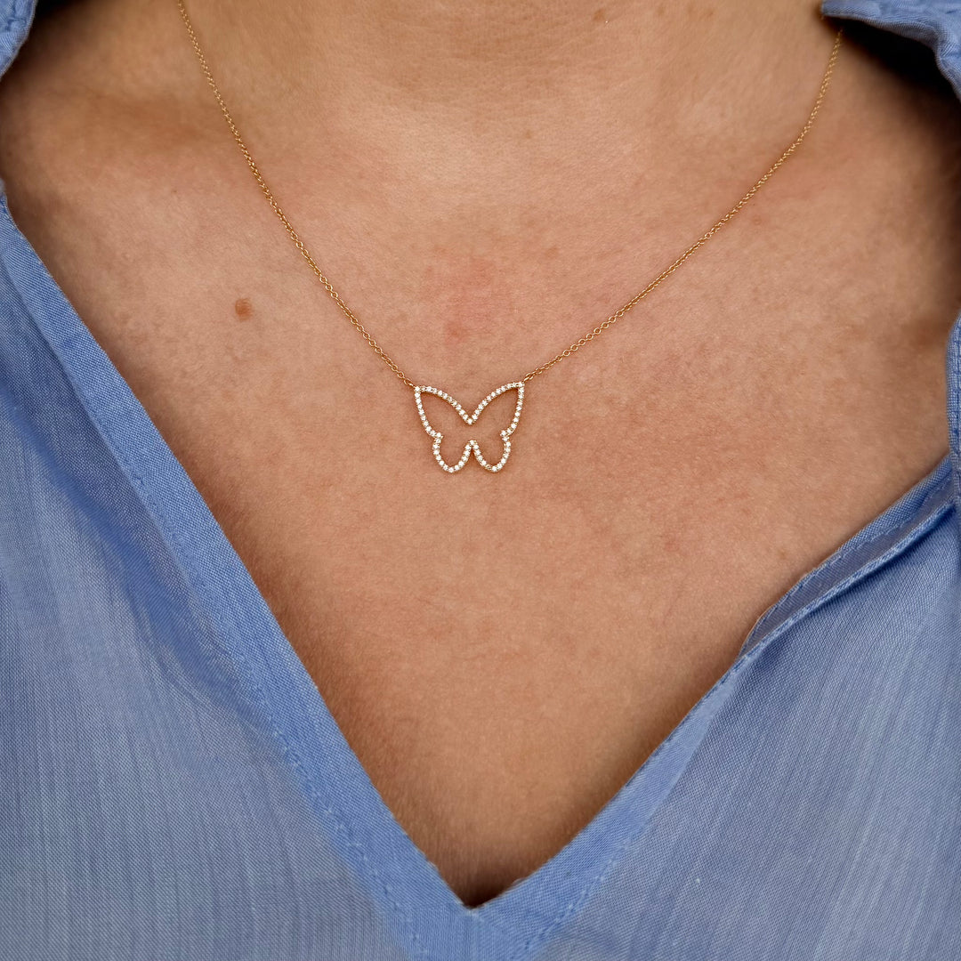 Open Diamond Butterfly Necklace