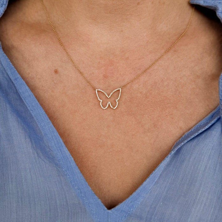 Open Diamond Butterfly Necklace