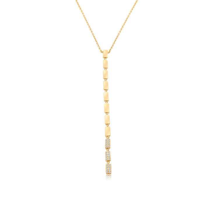 Pave Diamond Gold Brick Lariat Necklace