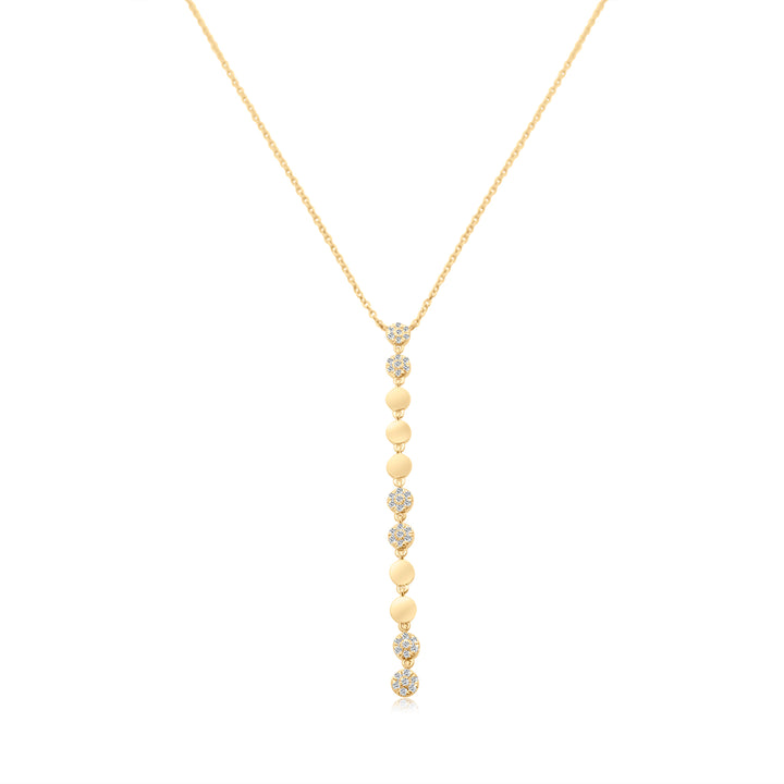 Pave Diamond Gold Disc Lariat Necklace