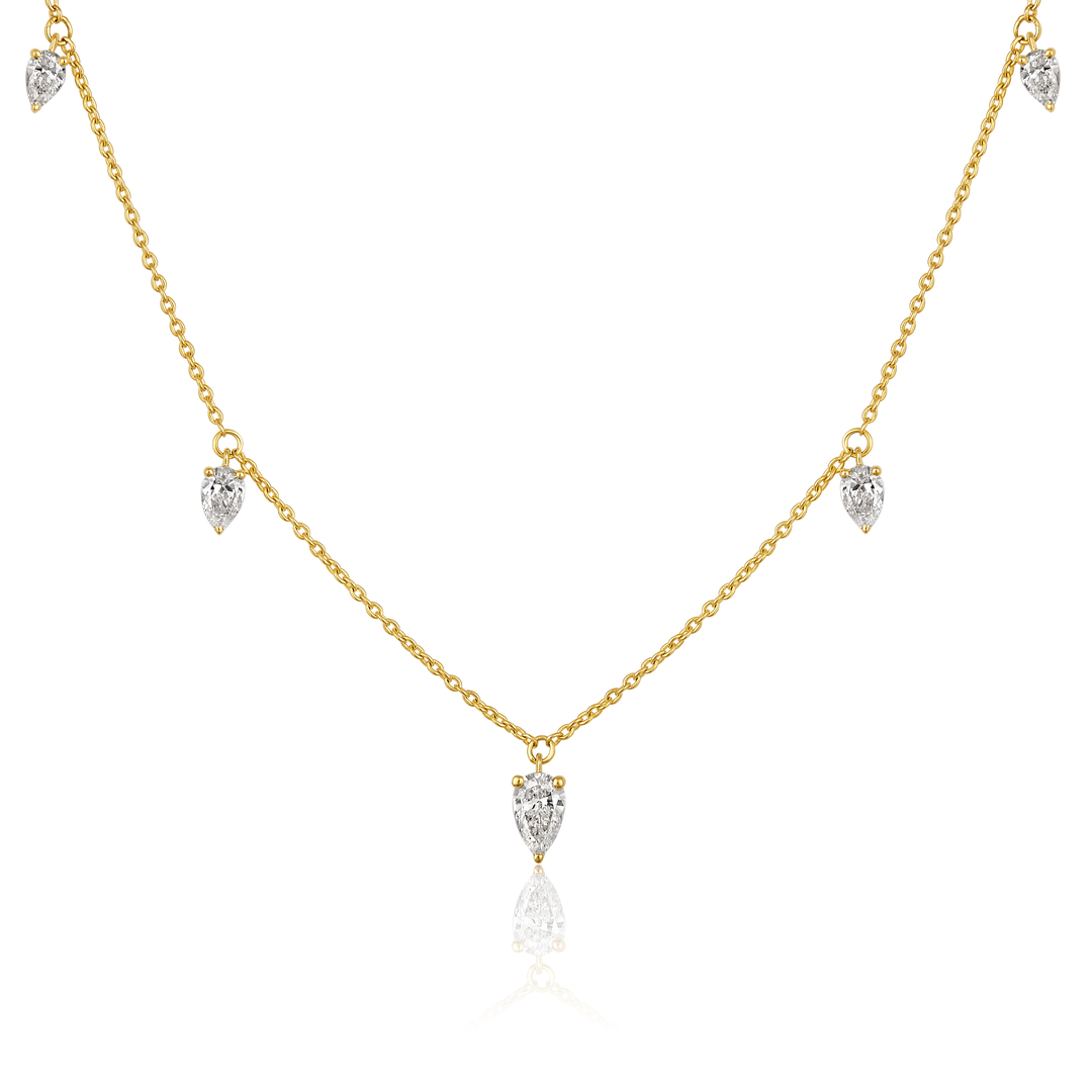 Diamond Pear Drop Station Necklace