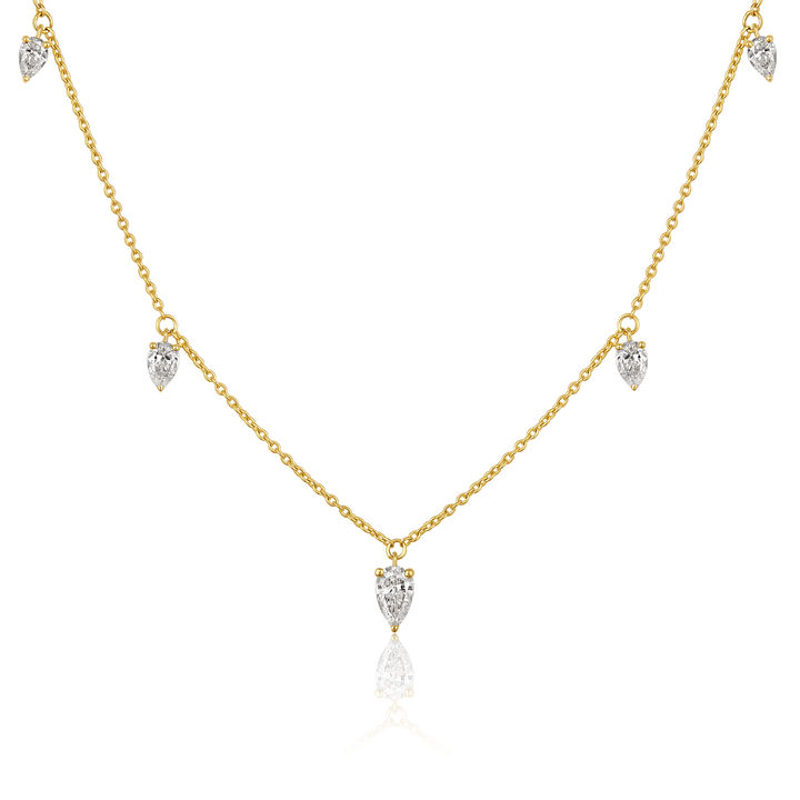 Diamond Pear Drop Station Necklace