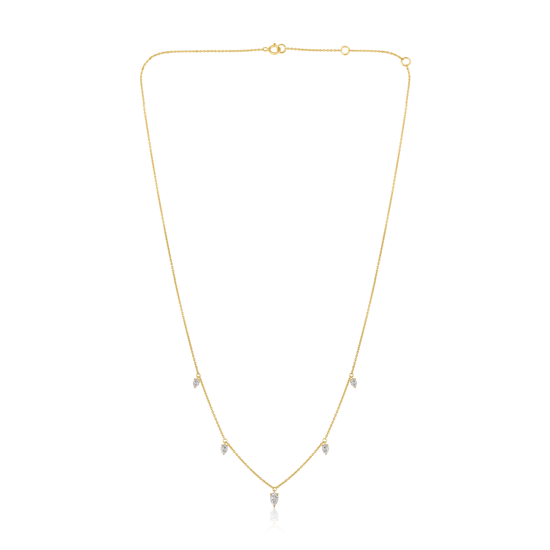 Diamond Pear Drop Station Necklace