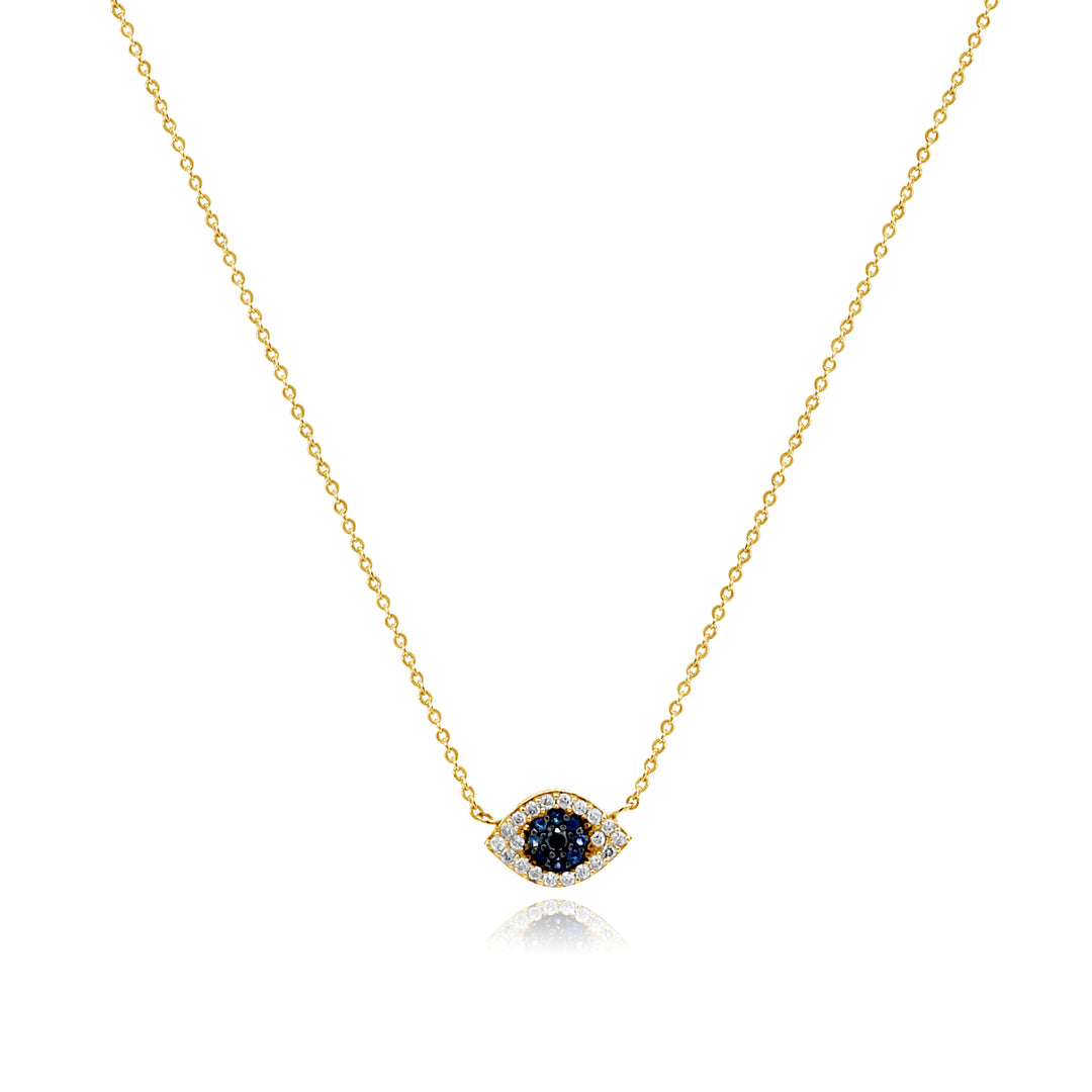 Diamond Sapphire Evil Eye Necklace