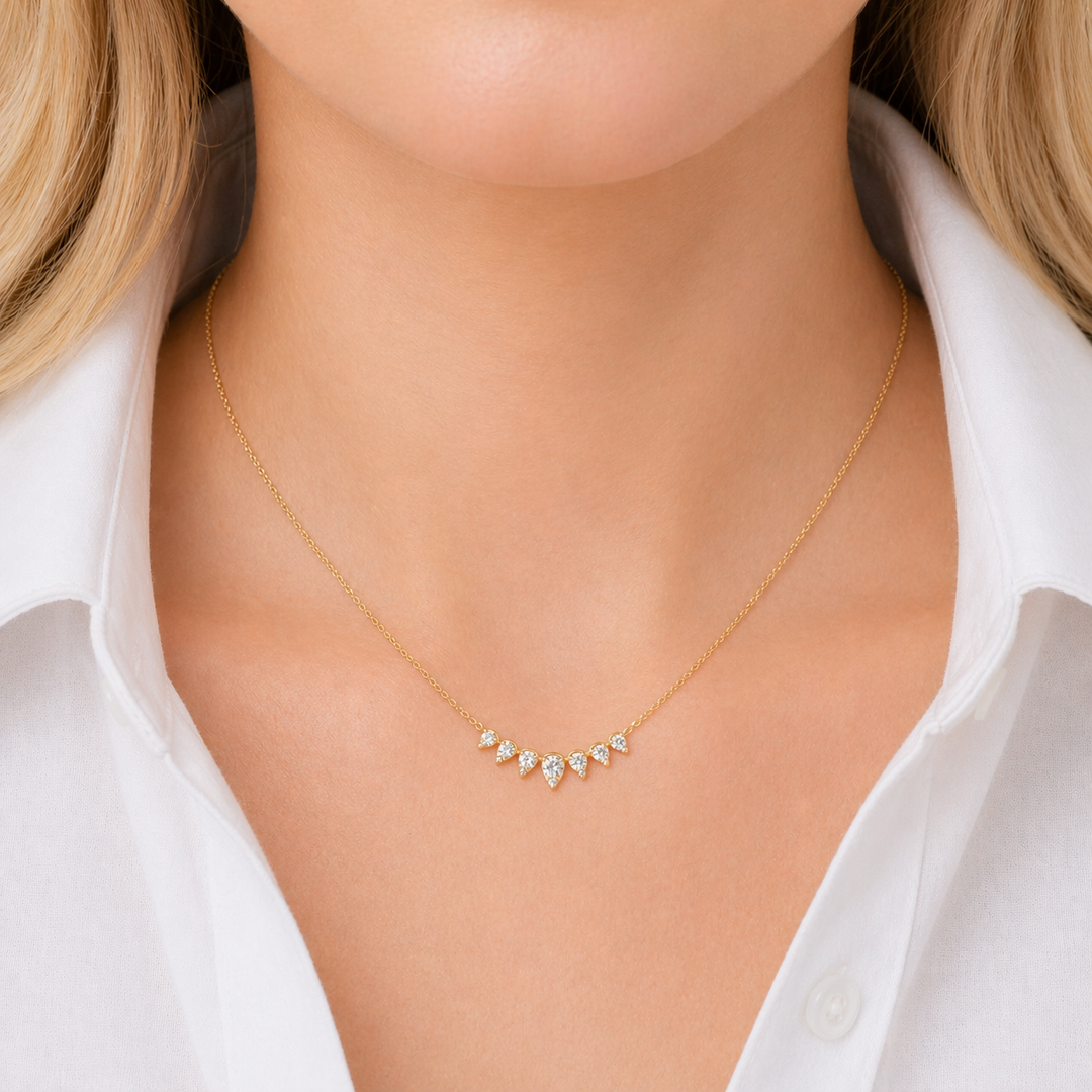 Spiky Pear Graduated Diamond Necklace