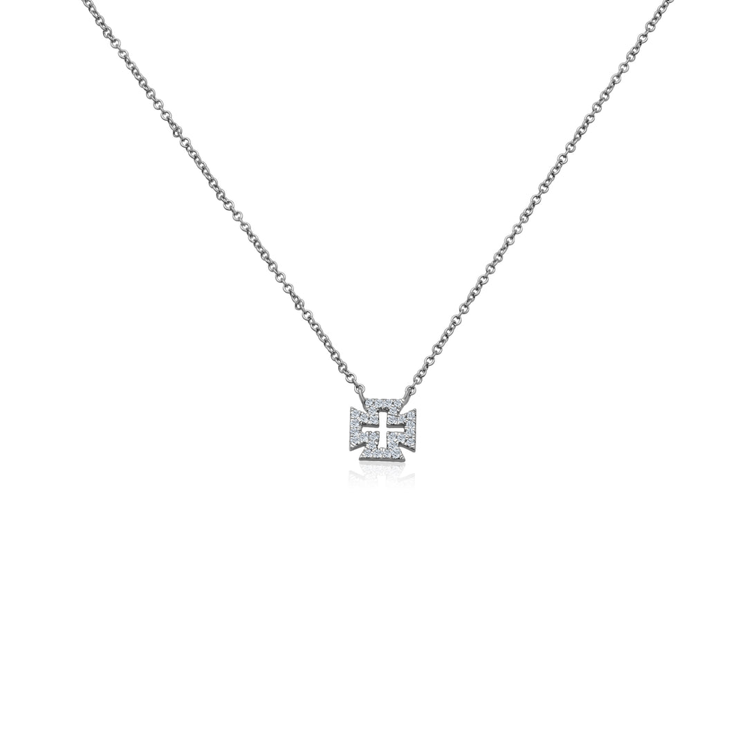 Diamond Square Cross Necklace