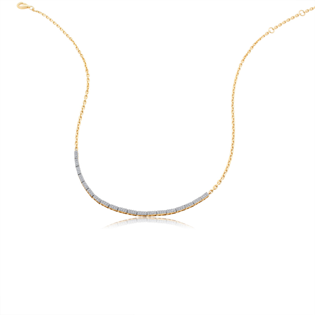 Diamond Tennis on Diamond Cut Cable Chain Necklace