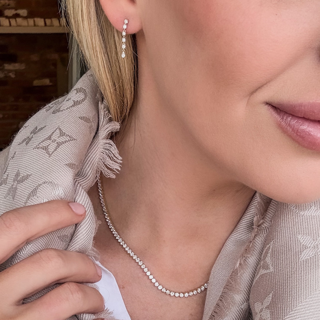 Three Prong Diamond Tennis Necklace